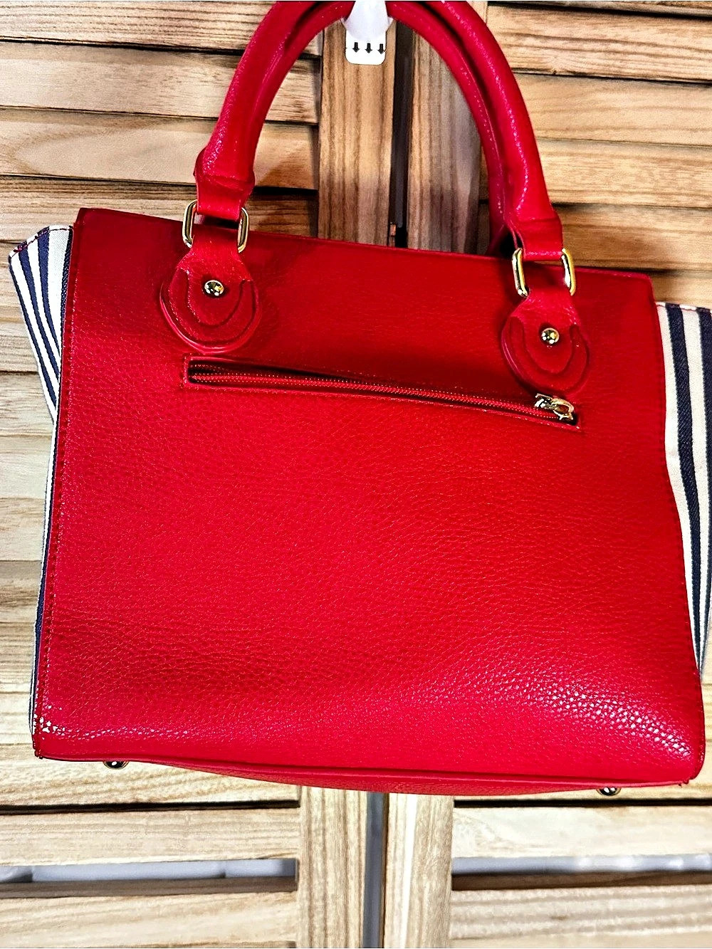 Charming Charlie  Red & Blue Striped Satchel